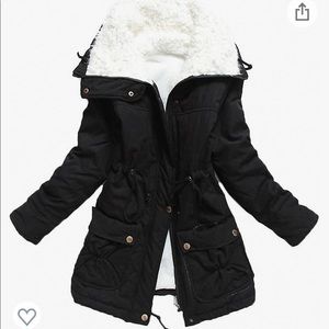 Women's Winter Mid Length Thick Warm Faux Lamb Wool Lined Jacket Coat